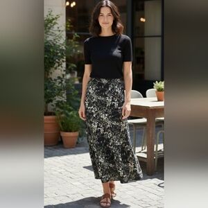 {AGB Byer California} Vintage 90s Leaf Print Maxi Skirt - Size XL